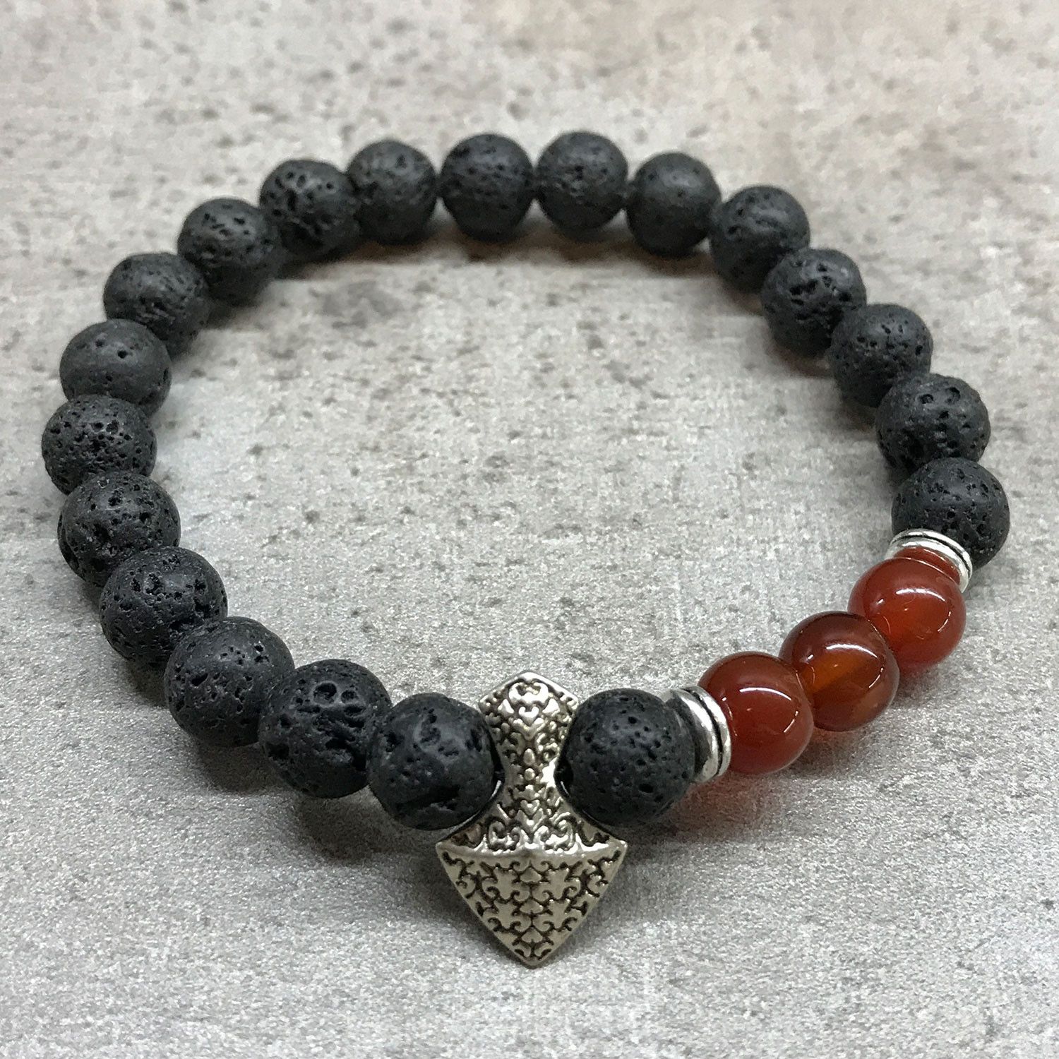 Pulsera de Piedra de Lava - Hacha - Cornalina - Imagen 2
