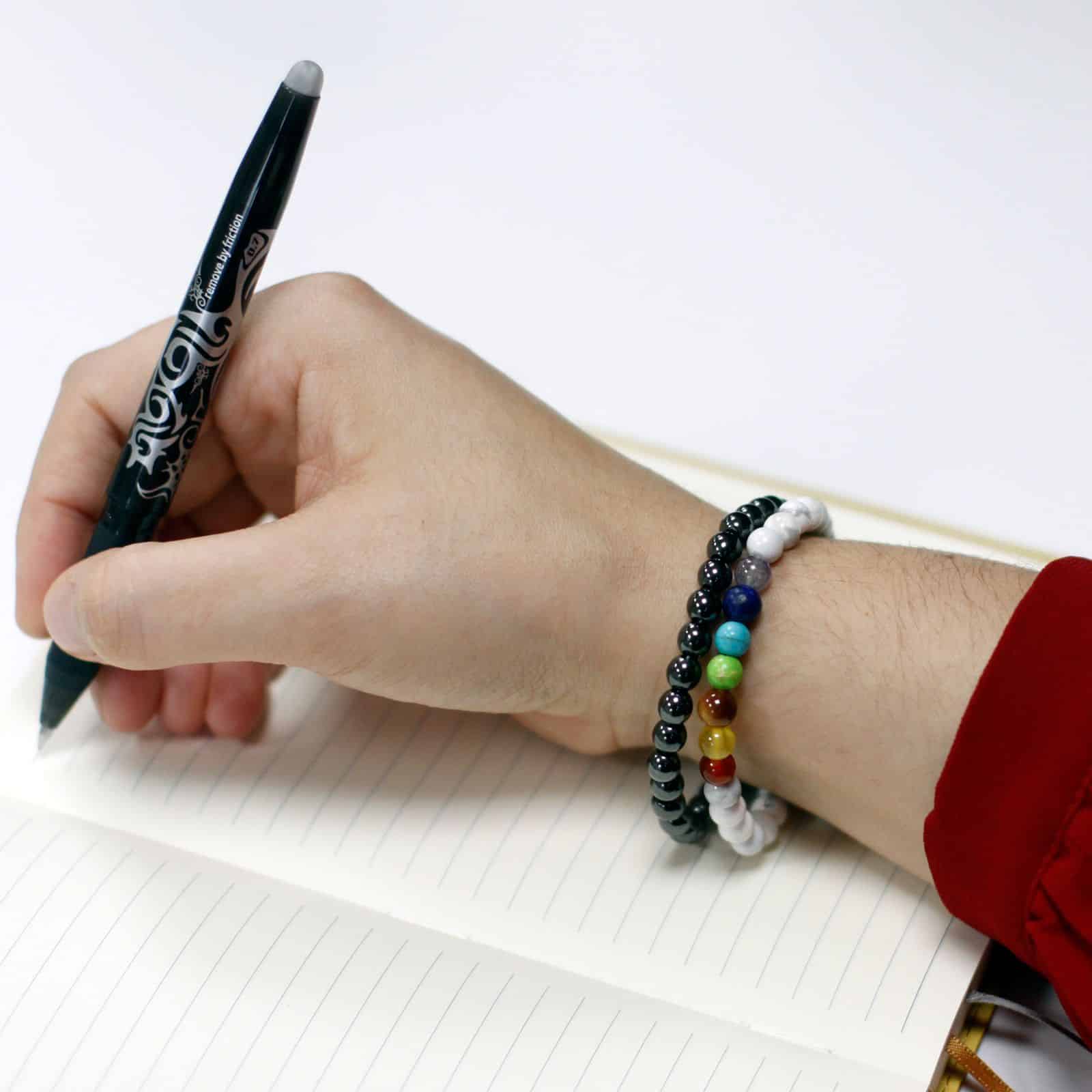 Pulsera de Piedras Preciosas Magnéticas - Chakra Howlita Blanco - Imagen 6