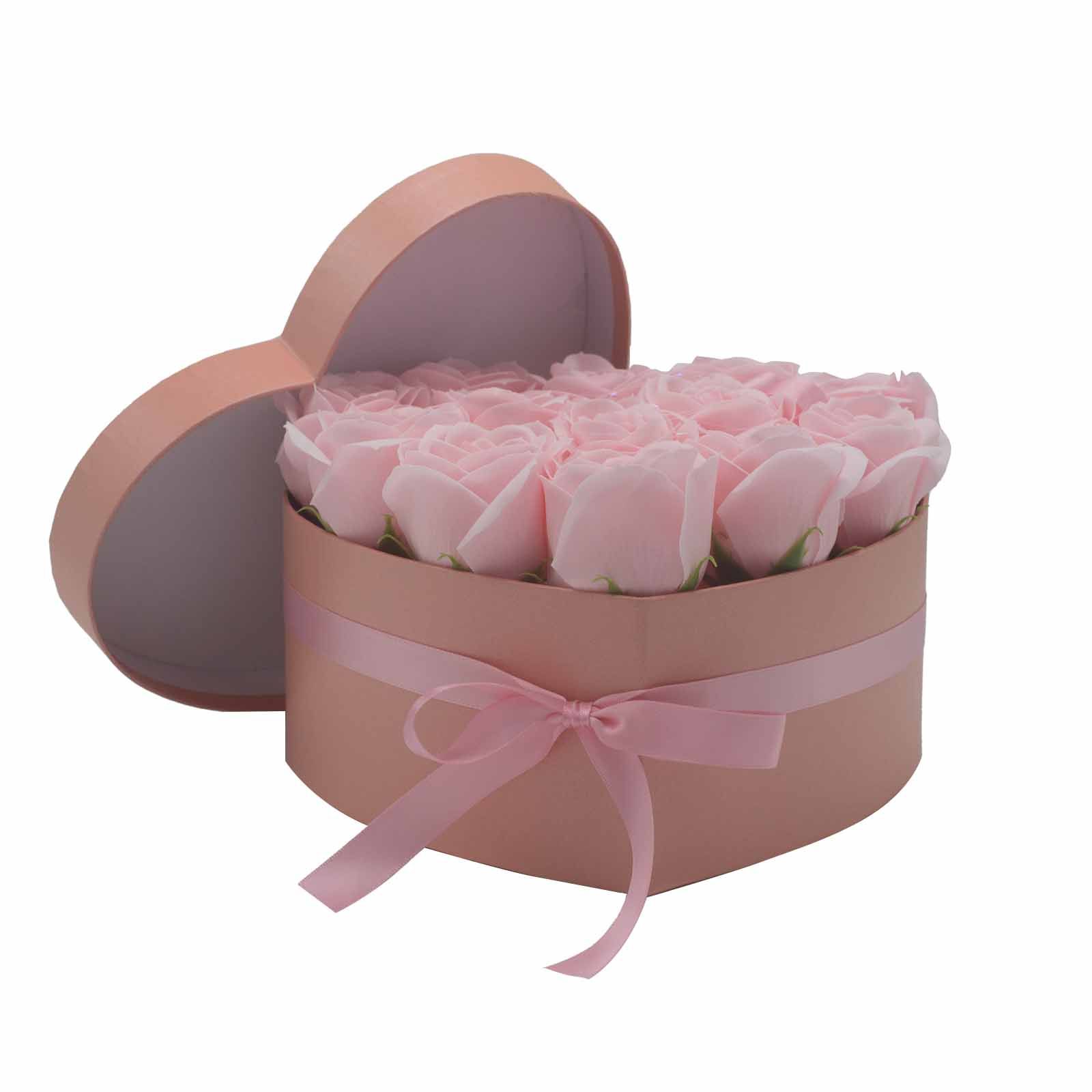 Caja de Regalo - Flor de Jabón  13 Rosas Rosas - corazon - Imagen 2