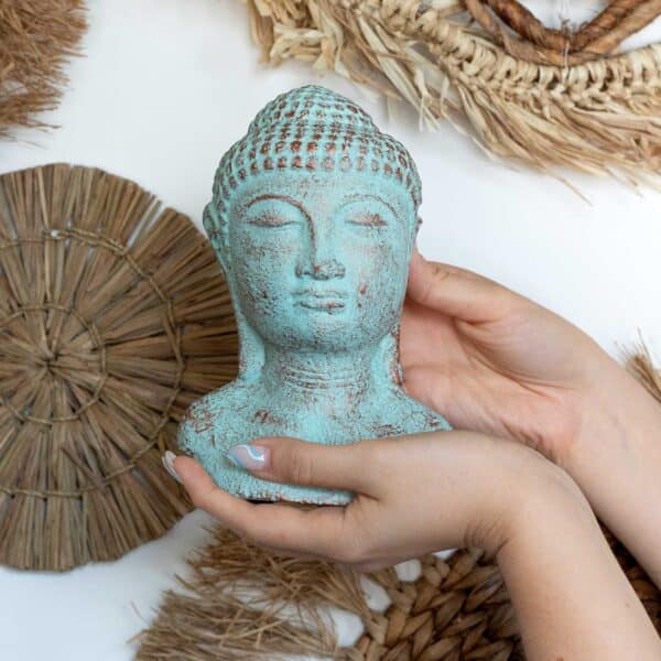 Cabeza de Buda Tranquilidad - Cobre verde - Imagen 3