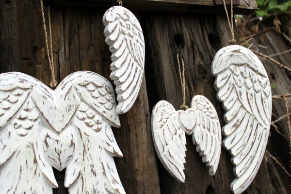 Doble alas de ángel y corazón hecho a mano - 15cm - Imagen 4