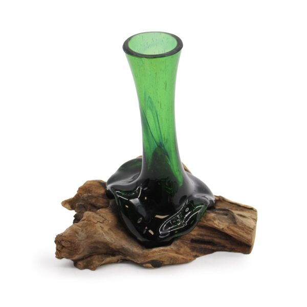 Botellas de cerveza recicladas - Vase de flor en madera - Imagen 2