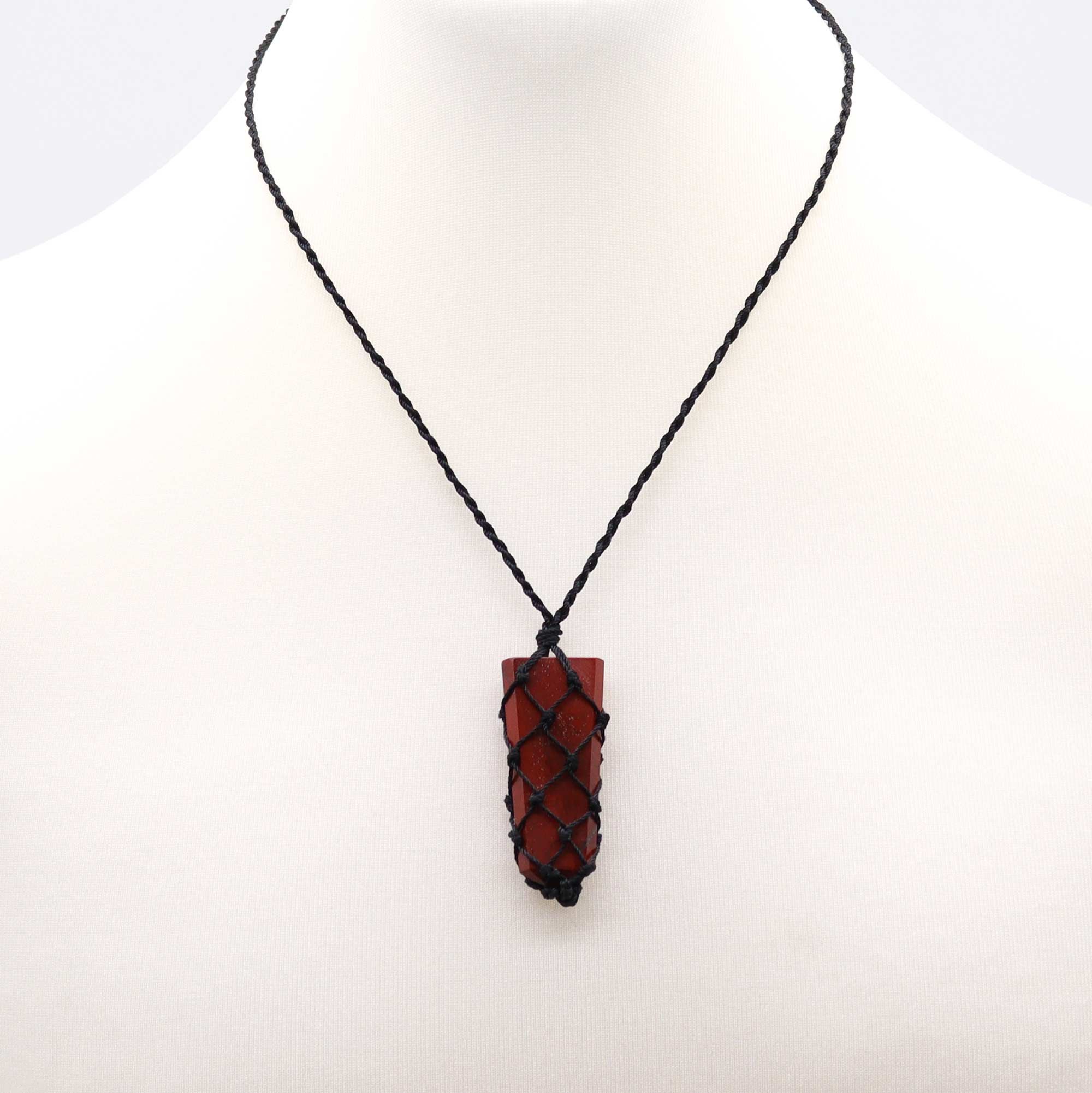 Colgante de punta plana con piedras preciosas entrelazada - Jaspe rojo - Imagen 3