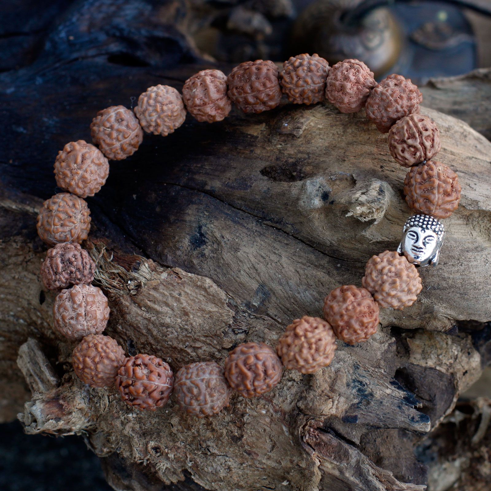 Rudraksha Brazalete de Buda Japa Mala - Natural - Imagen 3