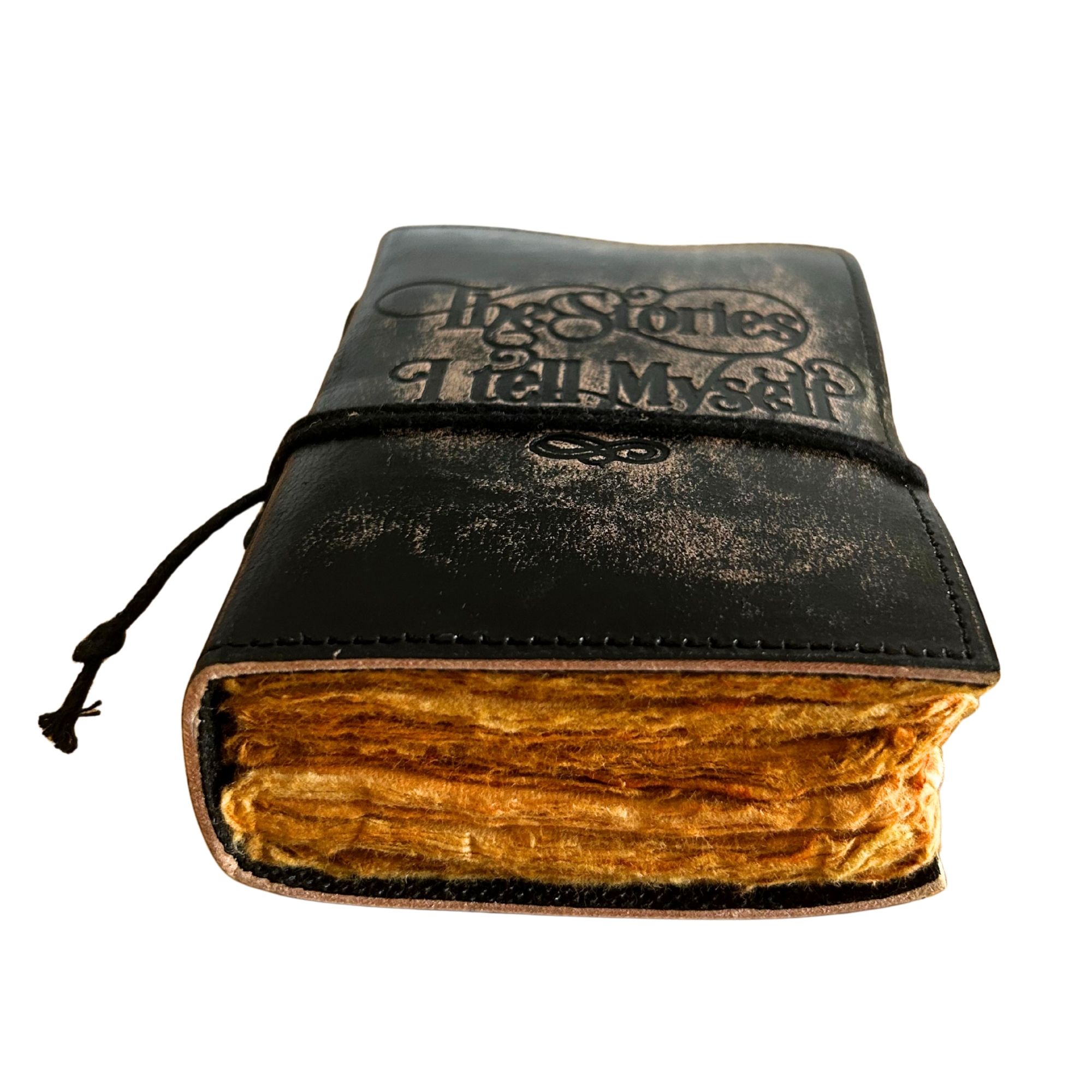 Cuadernos de cuero con borde hecho a mano (5 x 3.5 pulgadas) - Las historias que me cuento a mí mismo - Imagen 3