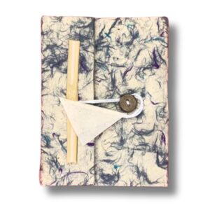 Cuaderno de algodón azul mixto Lokta grande (21x15cm) - 45 hojas - incluye marcador