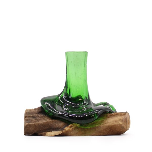 Botellas de cerveza recicladas -Mini vase de flor en madera - Imagen 2