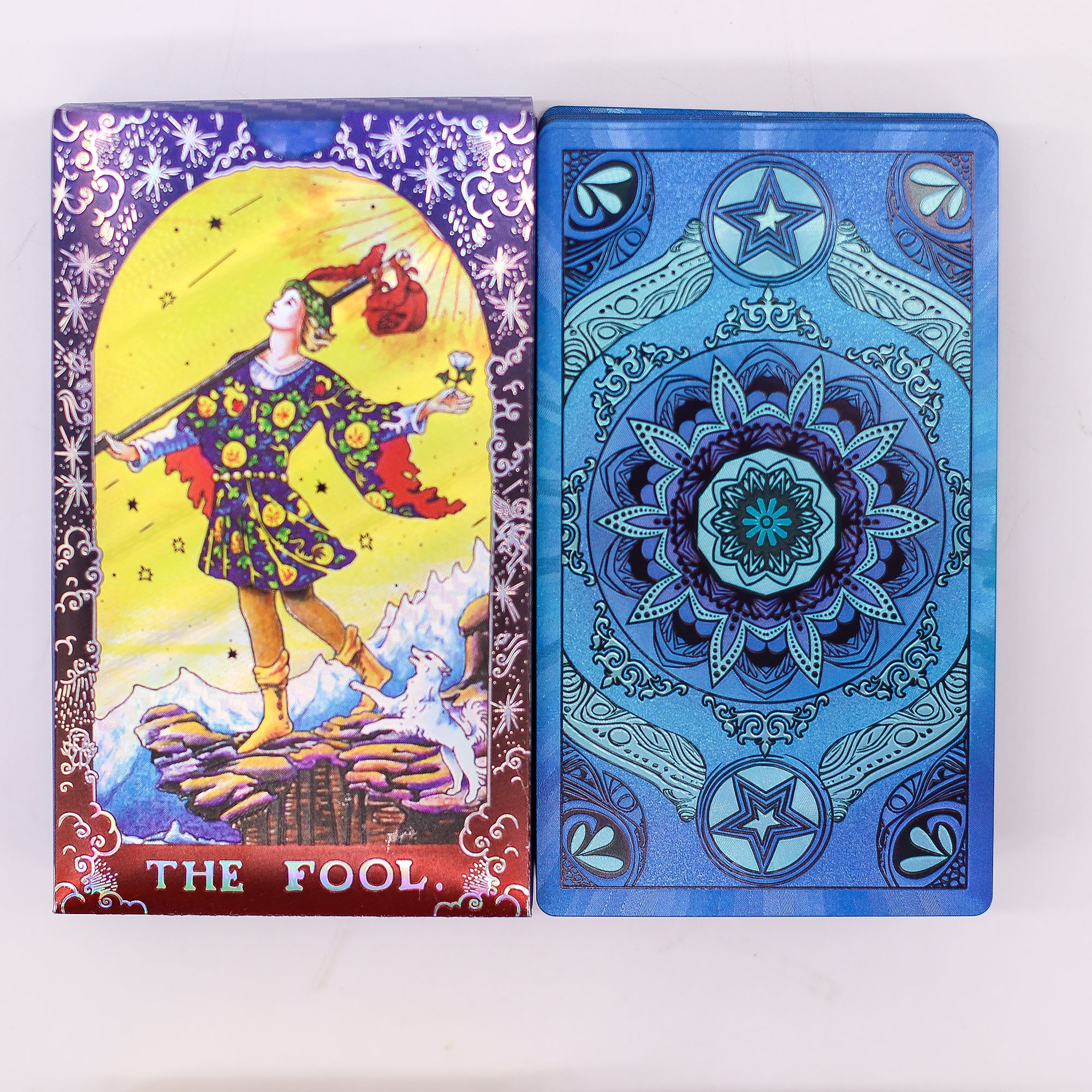 Conjunto de cartas de Tarot con foil azul - Mandala - con folleto - Imagen 4