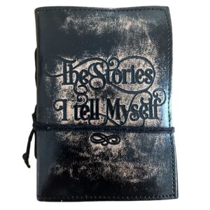Cuadernos de cuero con borde hecho a mano (5 x 3.5 pulgadas) - Las historias que me cuento a mí mismo