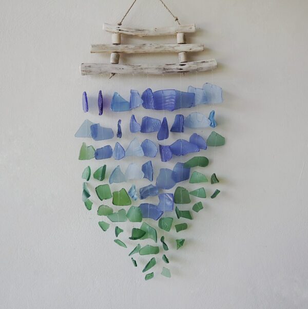 Carillón de vidrio reciclado - Azul y verde - Imagen 2