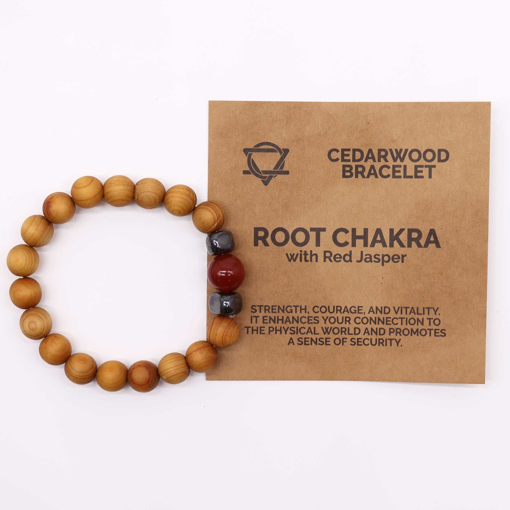 Pulsera  de Cedro - Chakra Raíz - Jaspe Rojo - Imagen 2
