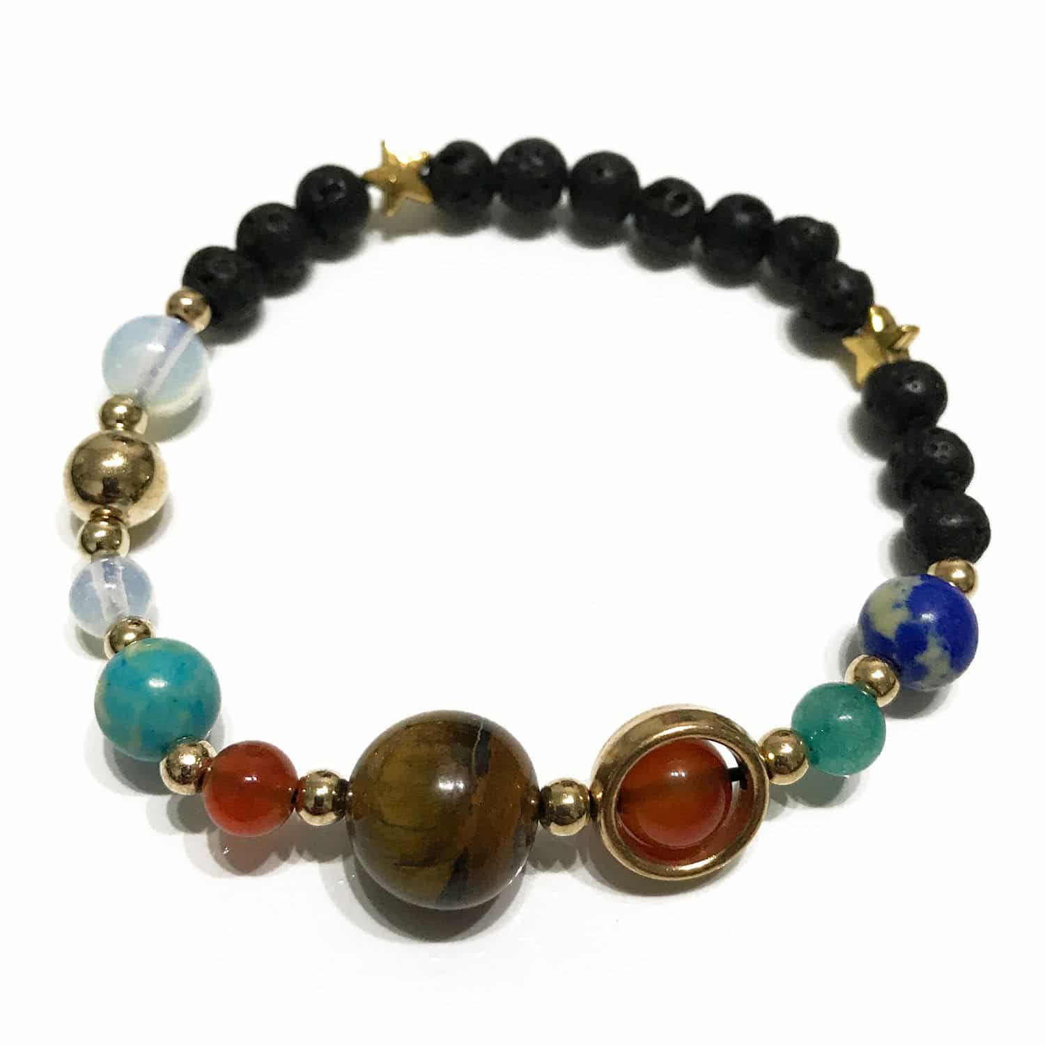 Pulsera de Piedra de Lava - Sistema solar - Oro