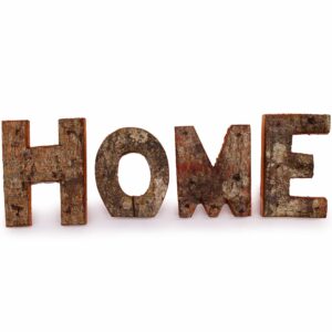 Juego de Letras Corteza Rústica - HOME (4x3) - Pequeño 7cm
