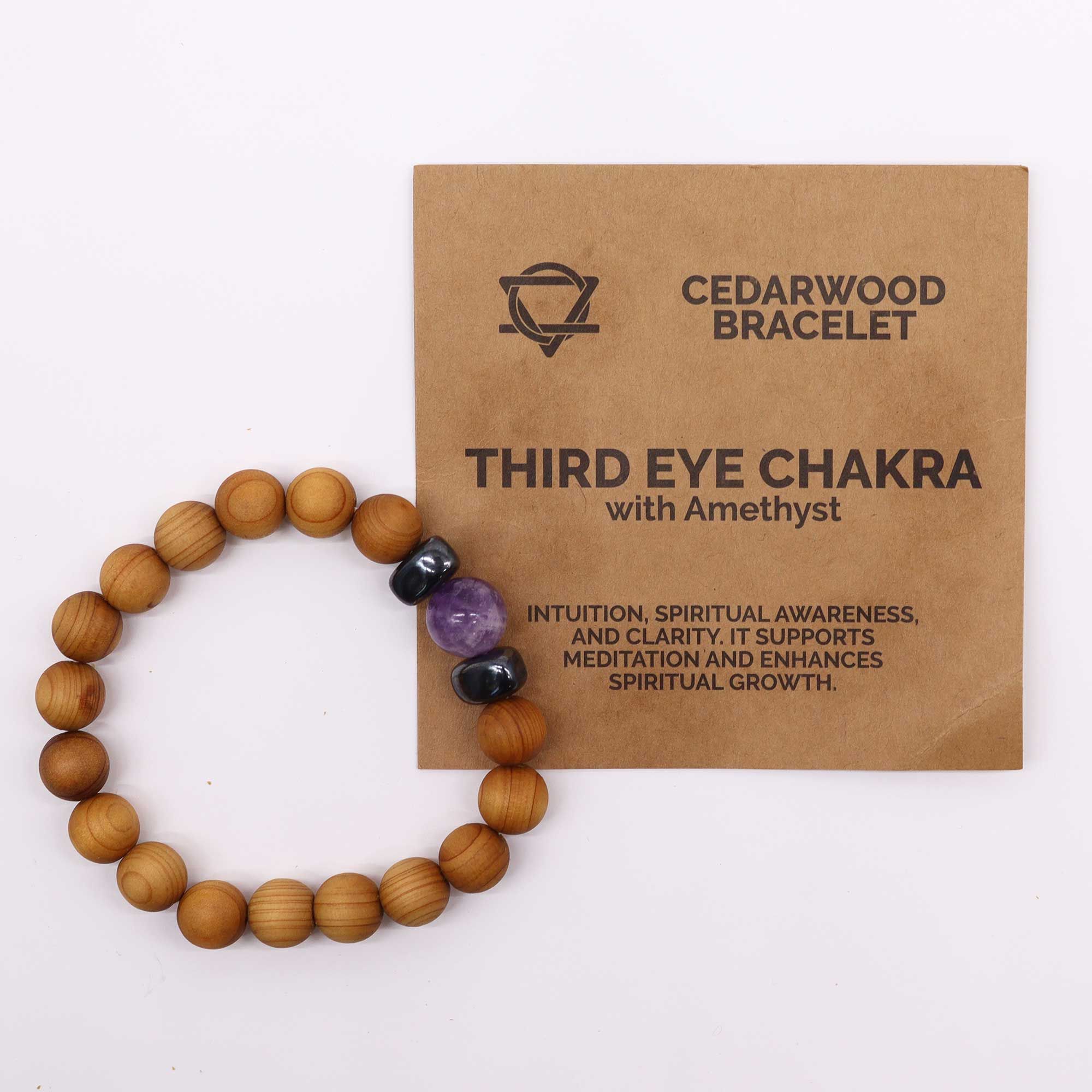 Pulsera de Cedro - Chakra del Tercer Ojo - Amatista - Imagen 2