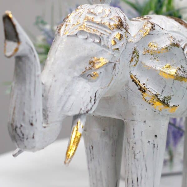 Elefante Tallado en Madera - Oro Blanco - Imagen 3