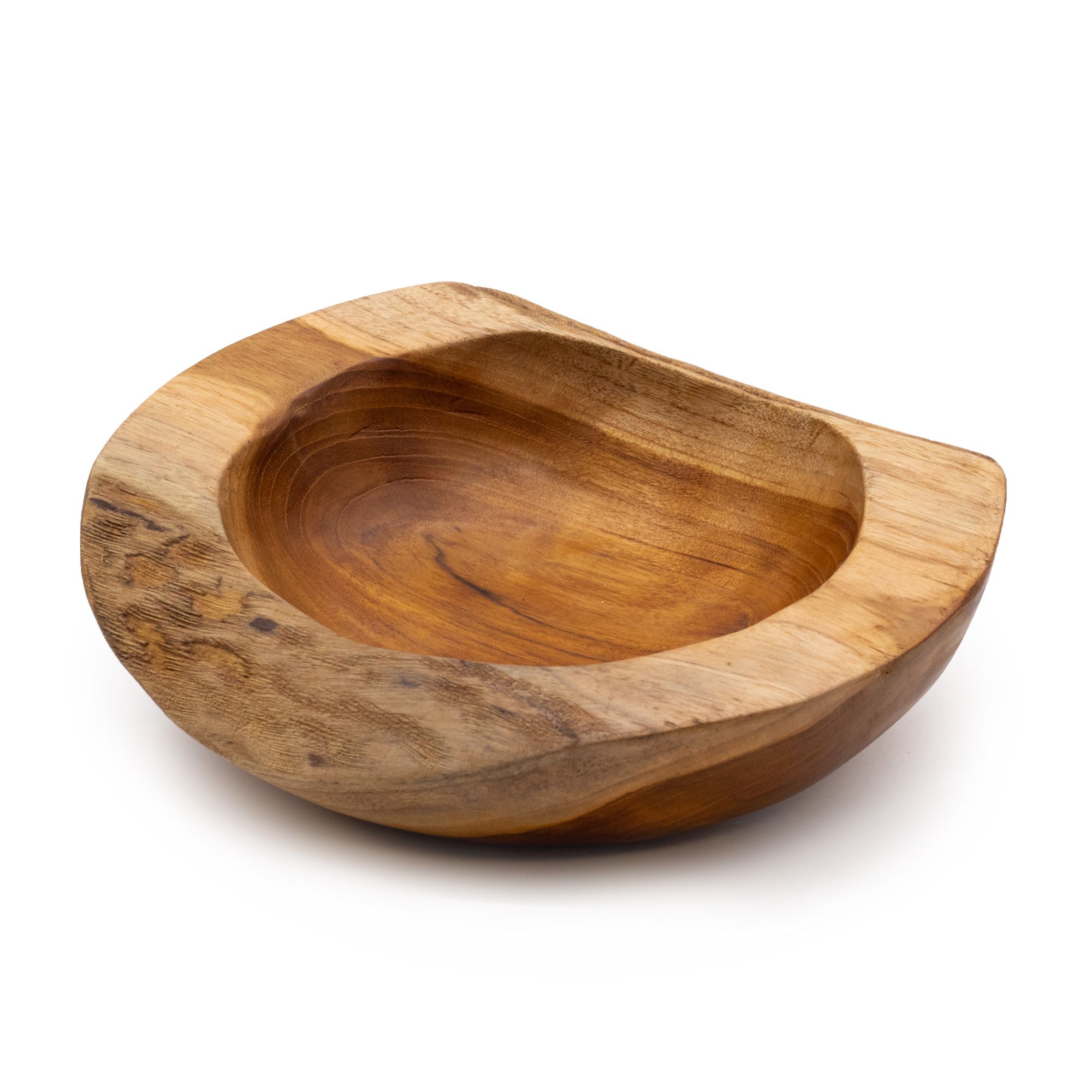 Cuenco grande de madera de teca con forma natural - 25x7cm - Imagen 3