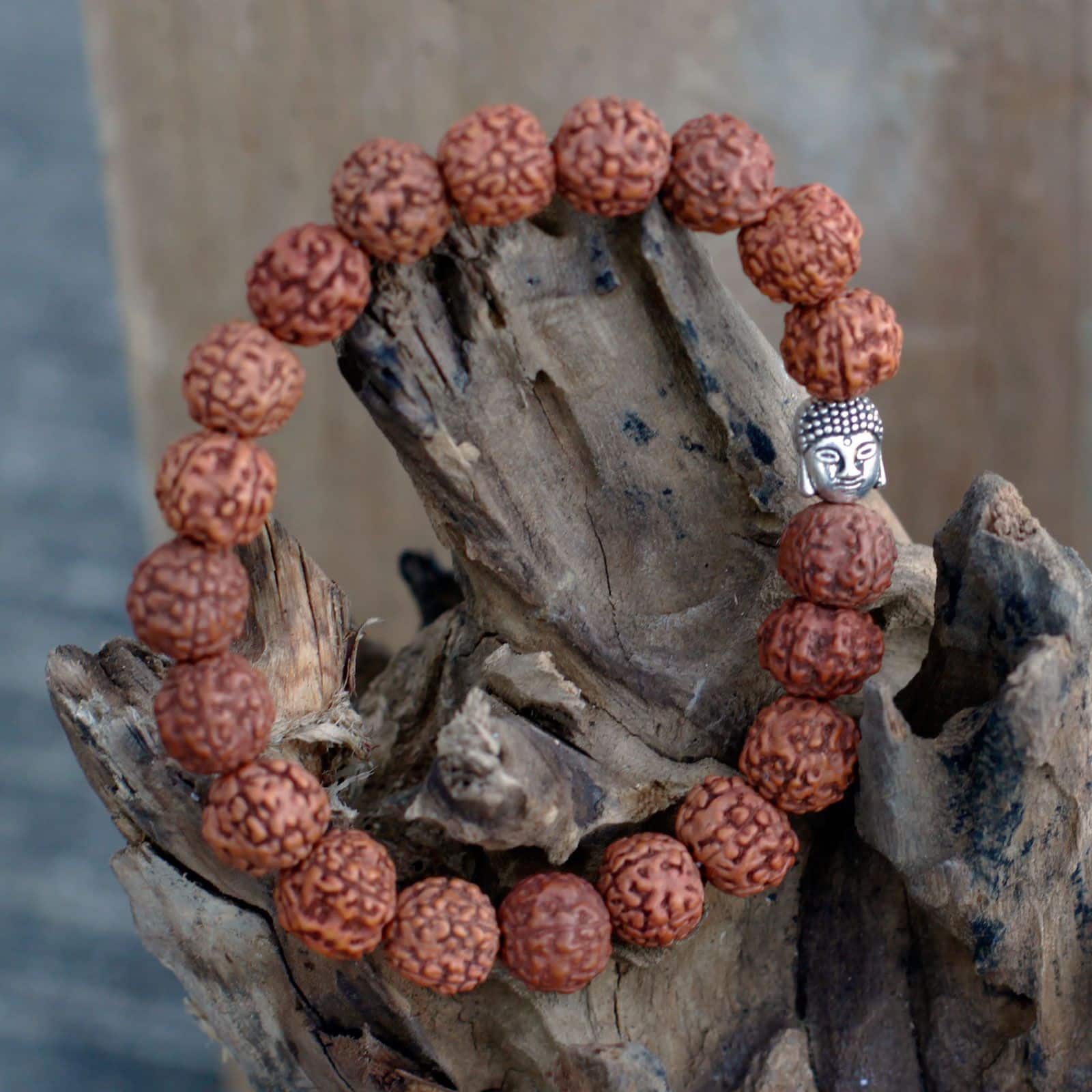 Rudraksha Brazalete de Buda Japa Mala - Natural - Imagen 5