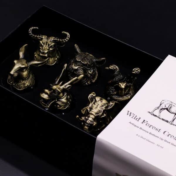 Set de regalo de 6 vasos de chupito (50 ml) - Criaturas Salvajes del Bosque - Bronce antiguo - Imagen 9