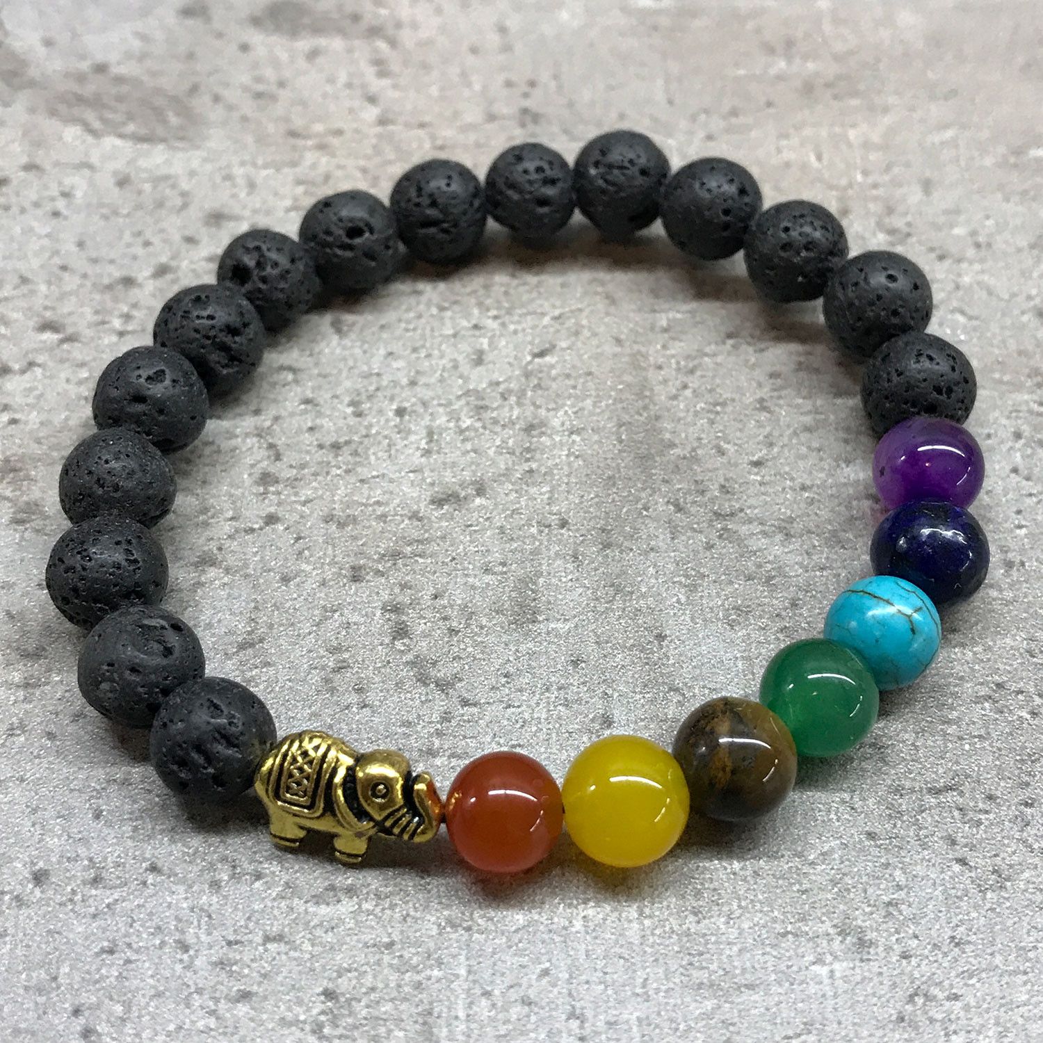 Pulsera de Piedra de Lava - Elefante - Chakra - Imagen 2