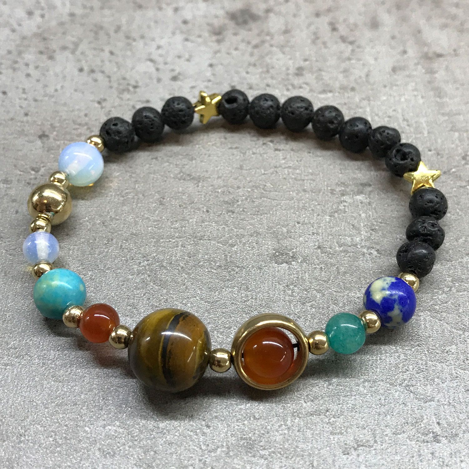 Pulsera de Piedra de Lava - Sistema solar - Oro - Imagen 2