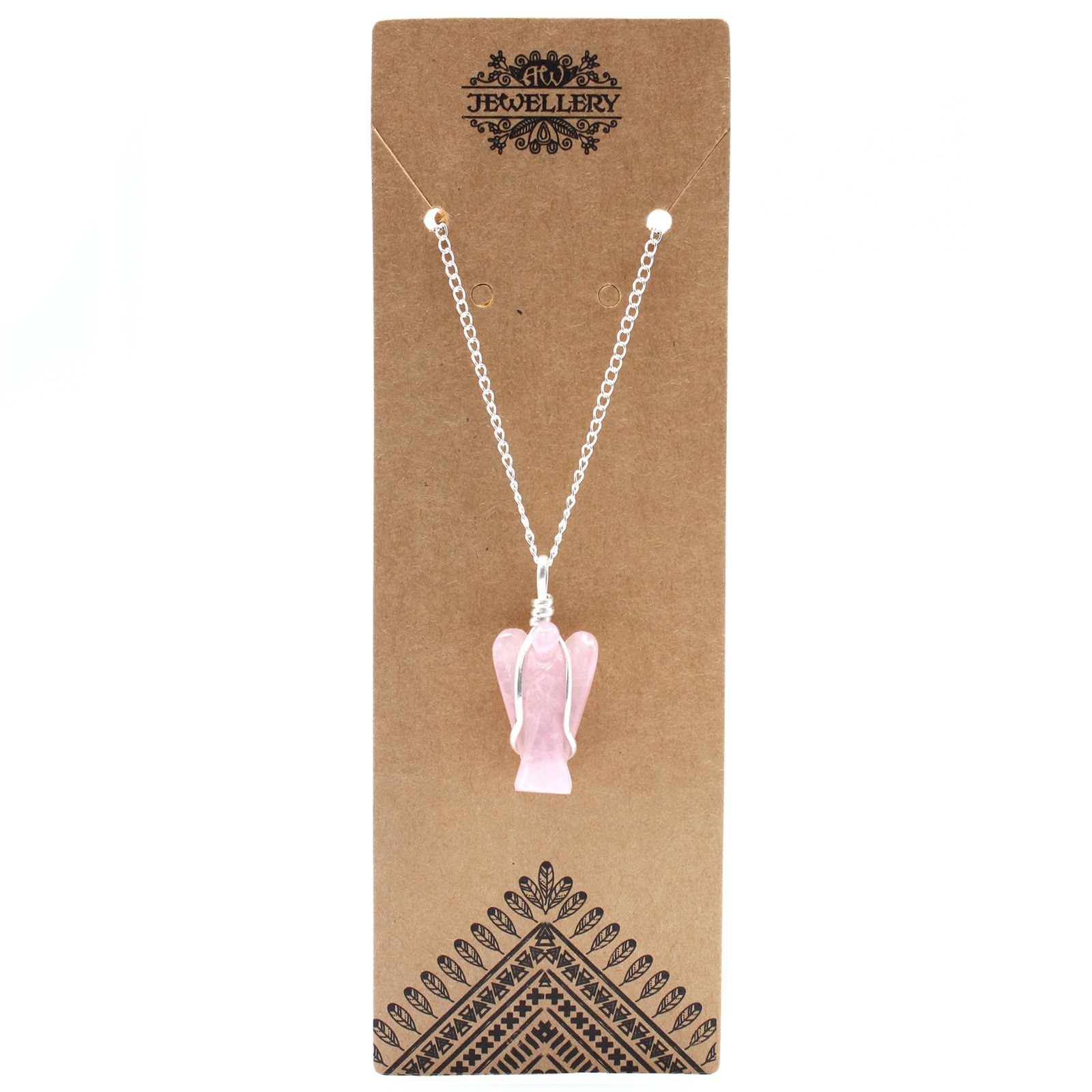 Colgante de ángel de la guarda con piedras preciosas - Cuarzo rosa - Imagen 6