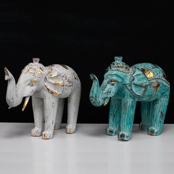 Elefante Tallado en Madera - Oro Blanco - Imagen 4