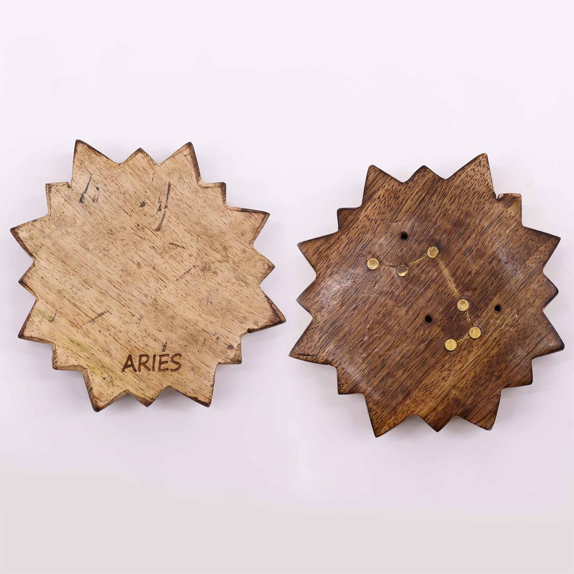 Quemador de incienso con signos del zodíaco de latón grabado - Sol