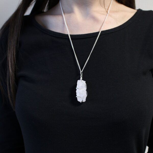 Collar de gemas envueltas en espiral - Opalita en bruto - Imagen 3