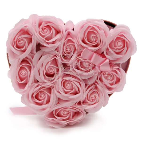 Caja de Regalo - Flor de Jabón  13 Rosas Rosas - corazon - Imagen 4