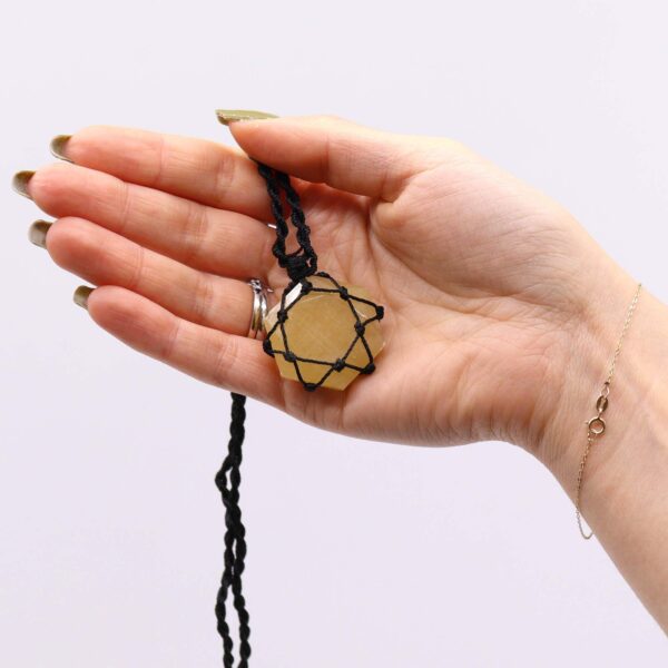 Colgante hexagonal de piedras preciosas entrelazada - Cuarzo amarillo - Imagen 2