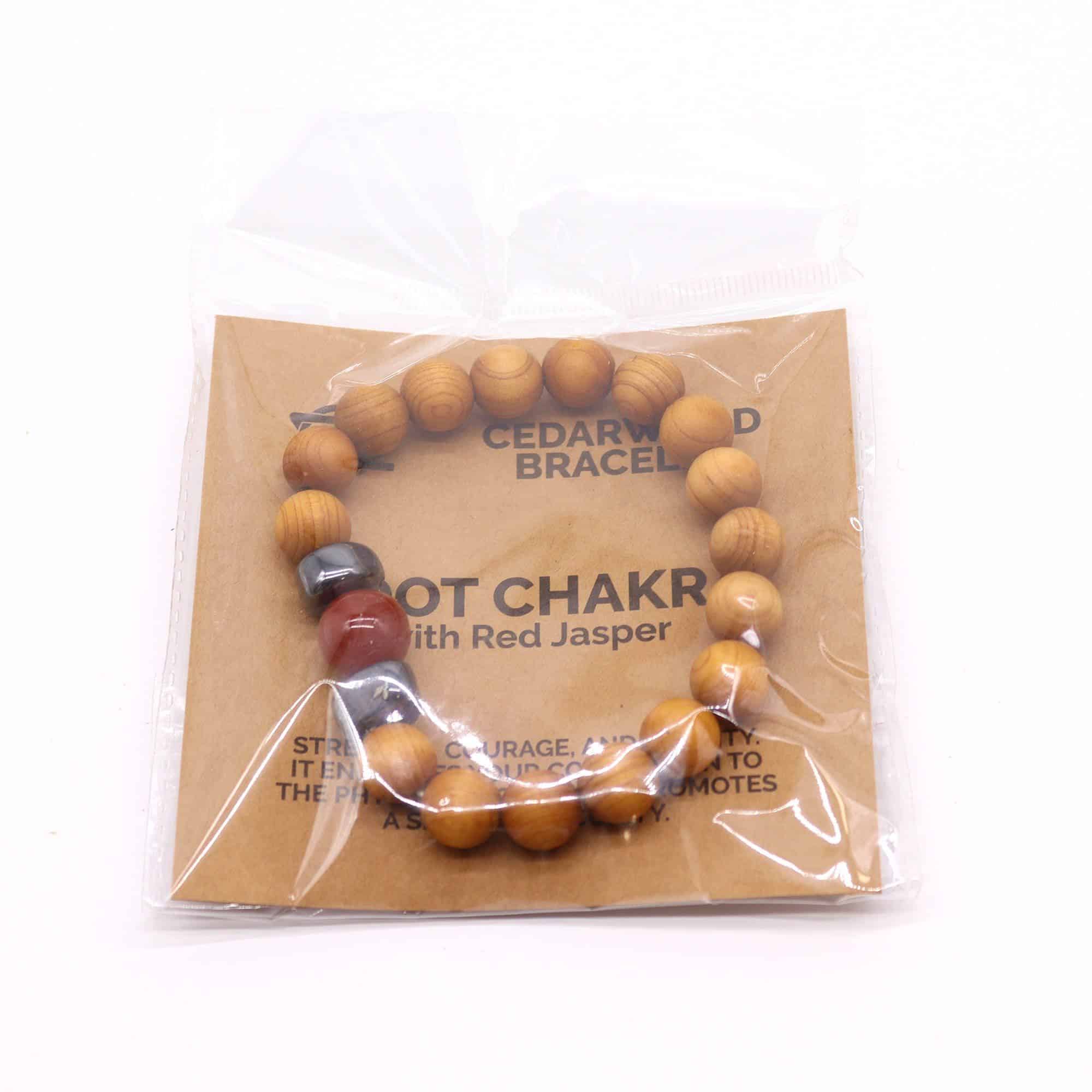 Pulsera  de Cedro - Chakra Raíz - Jaspe Rojo - Imagen 4
