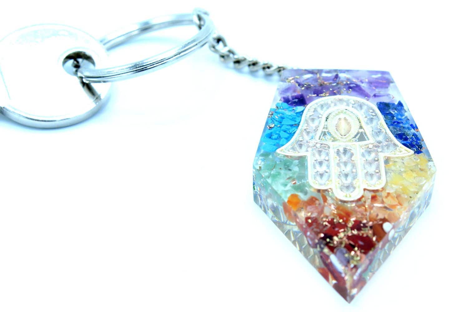 Llavero de poder de orgonita - Piedras Preciosas Chakra Hamsa - Imagen 2