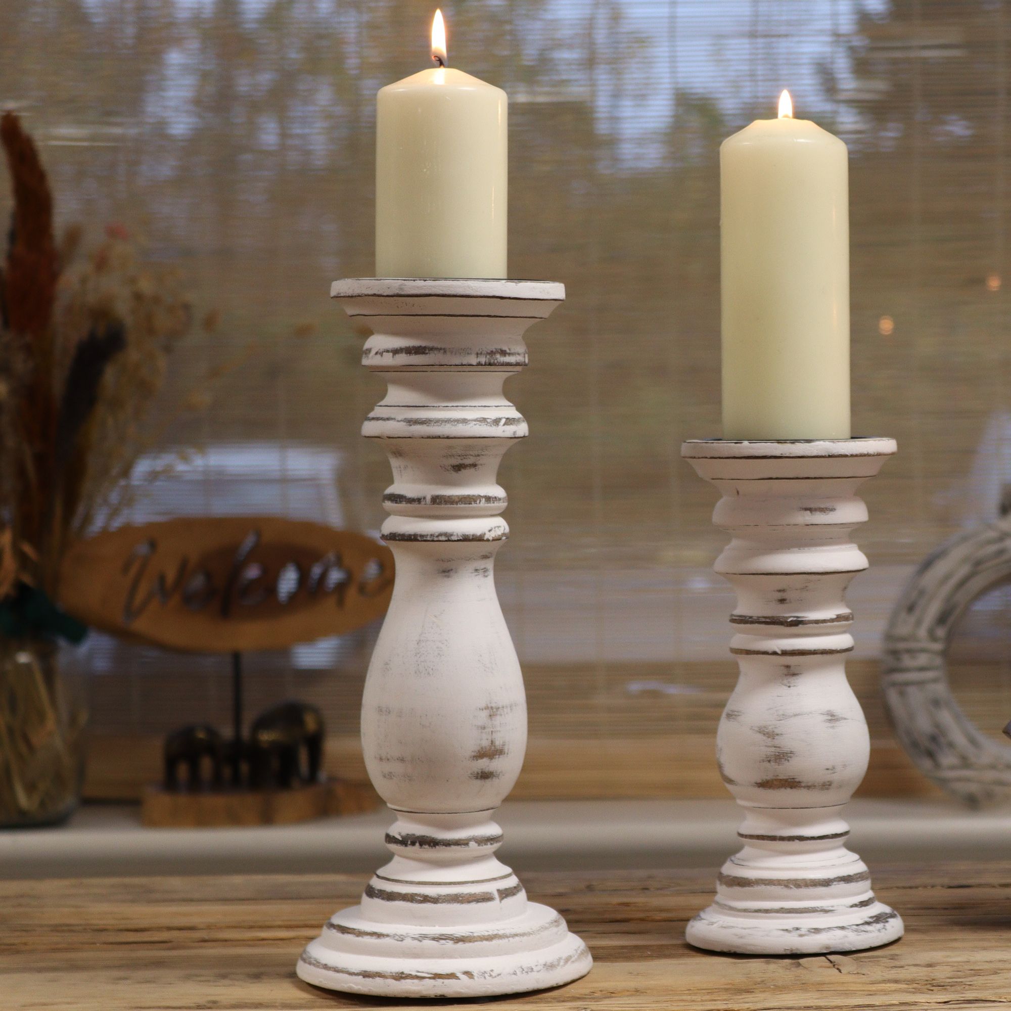 Candelabro clásico - Blanco - 23x10cm - Pequeño - Imagen 5
