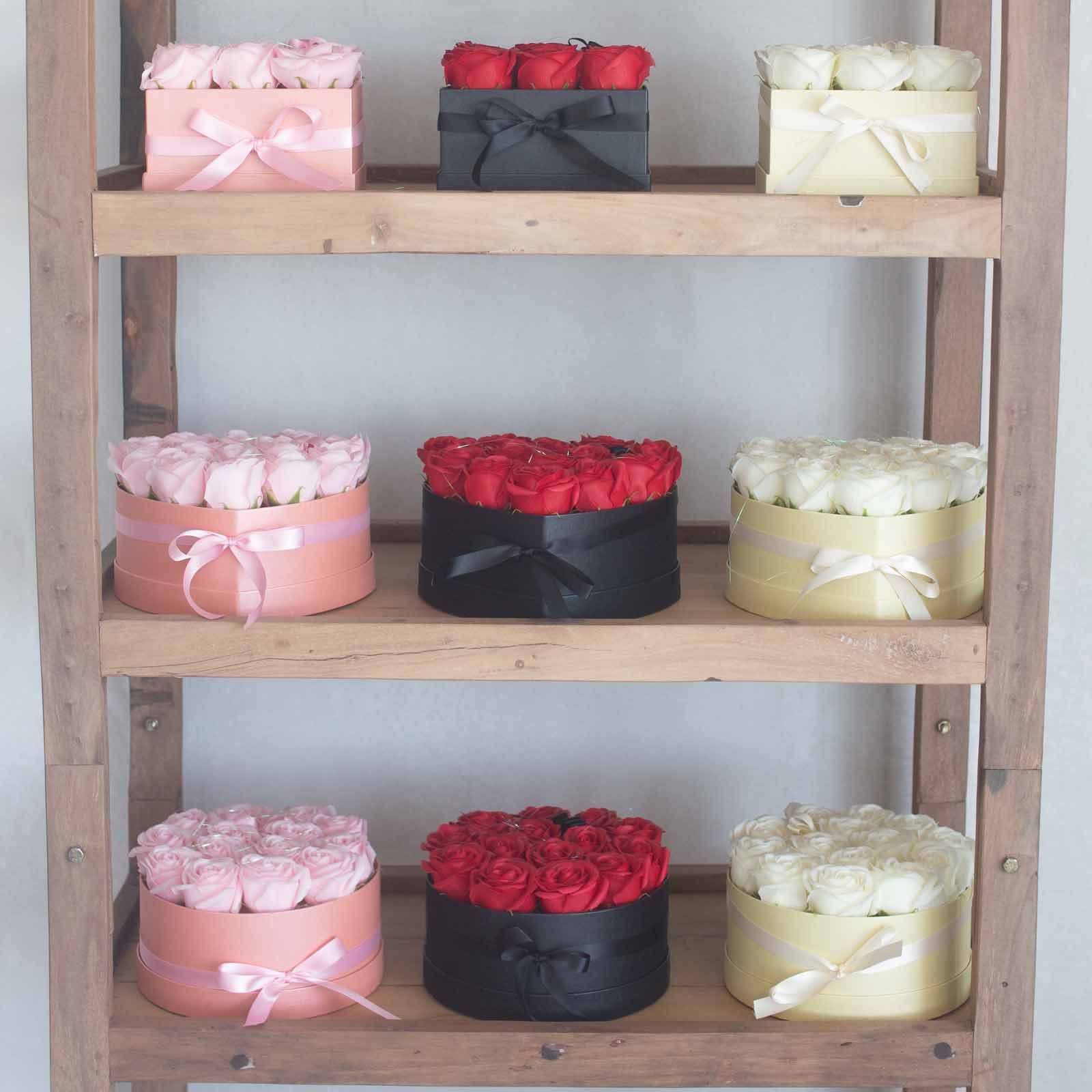 Caja de Regalo - Flor de Jabón  14 Rosas Rosas - ronda - Imagen 8