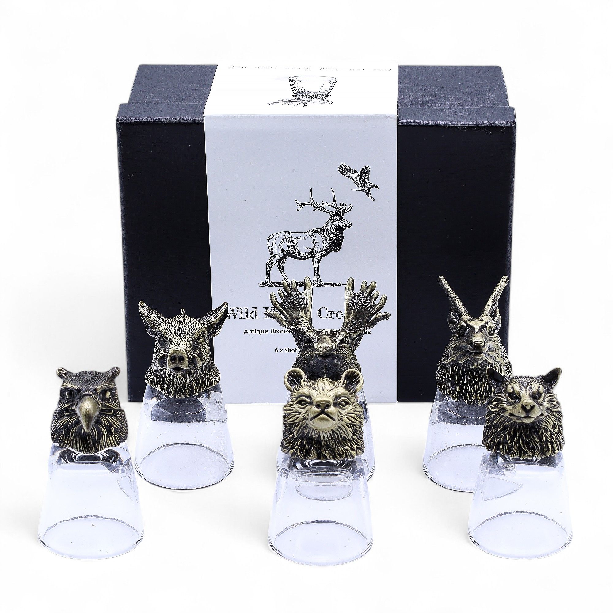 Conjunto regalo de 6 vasos de chupito (50 ml) - Criaturas Salvajes del Bosque - Bronce antiguo - Imagen 9