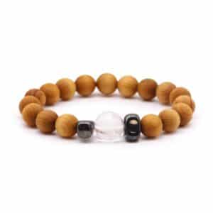 Pulsera de Cedro - Chakra Corona - Cuarzo Claro