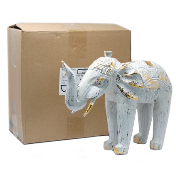 Elefante Tallado en Madera - Oro Blanco - Imagen 6