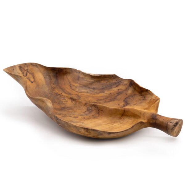 Frutero grande de madera de teca en forma de hoja - 40x24x5cm - Imagen 5