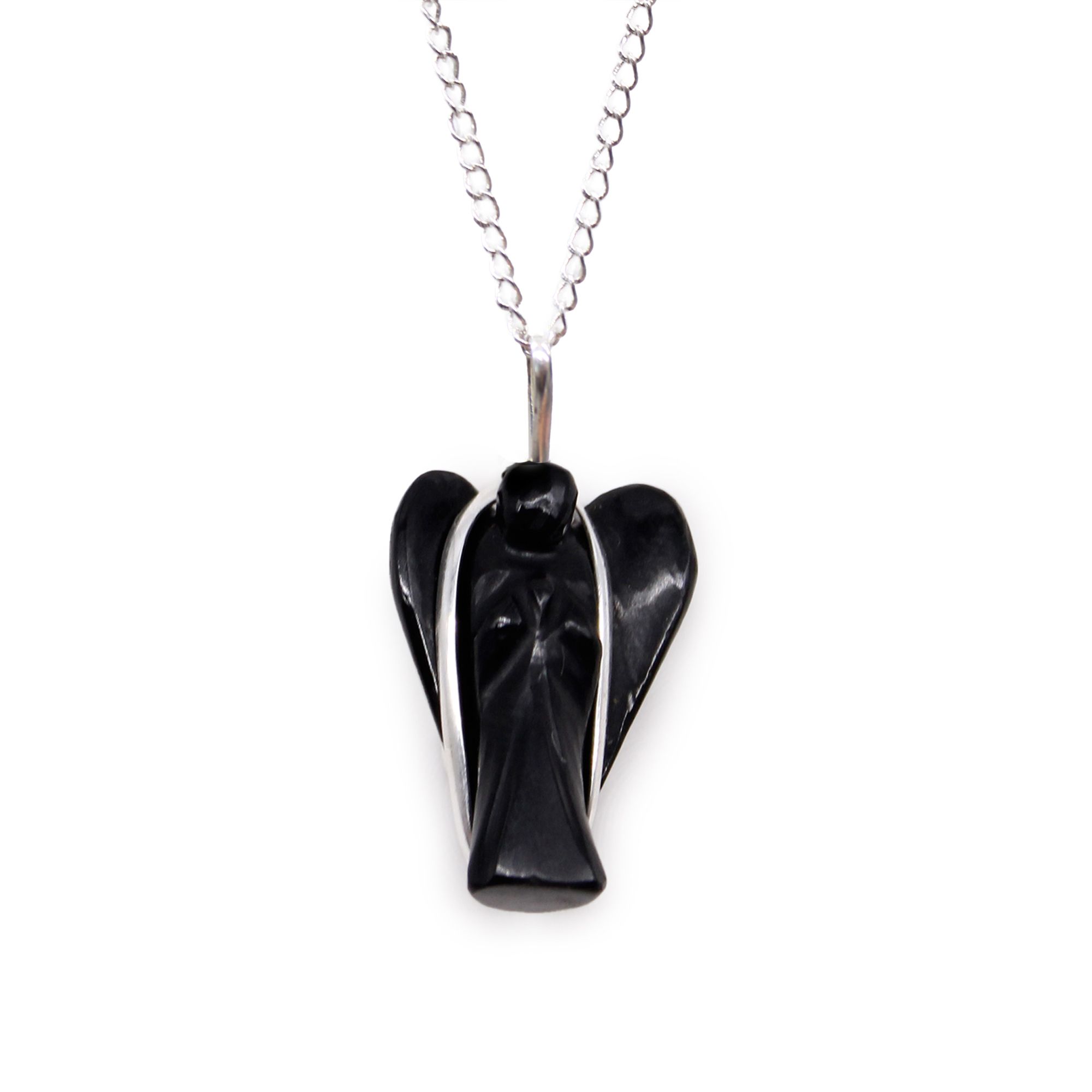 Colgante de Ángel de la Guarda de Piedras Preciosas - Ágata Negra - Imagen 5