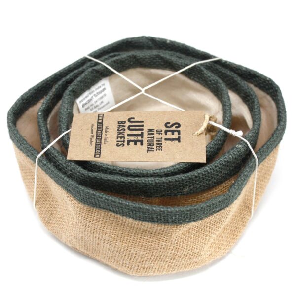 Conjunto de 3 cestas de yute natural - Carbón - Imagen 2