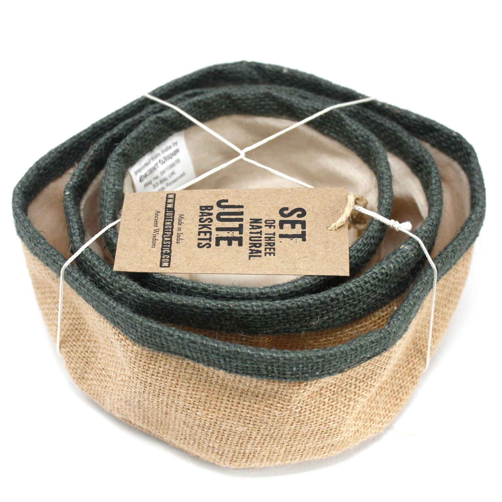 Conjunto de 3 cestas de yute natural - Carbón - Imagen 2