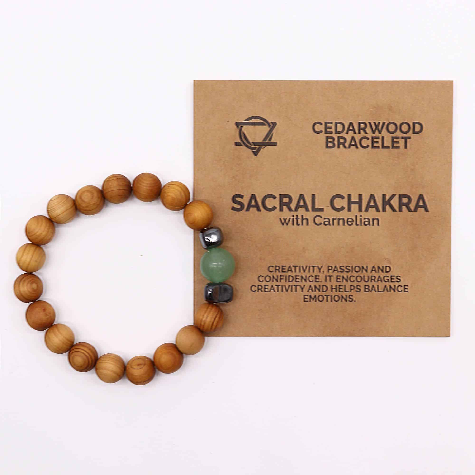 Pulsera de Cedro - Chakra Sacro - Aventurina Verde - Imagen 2