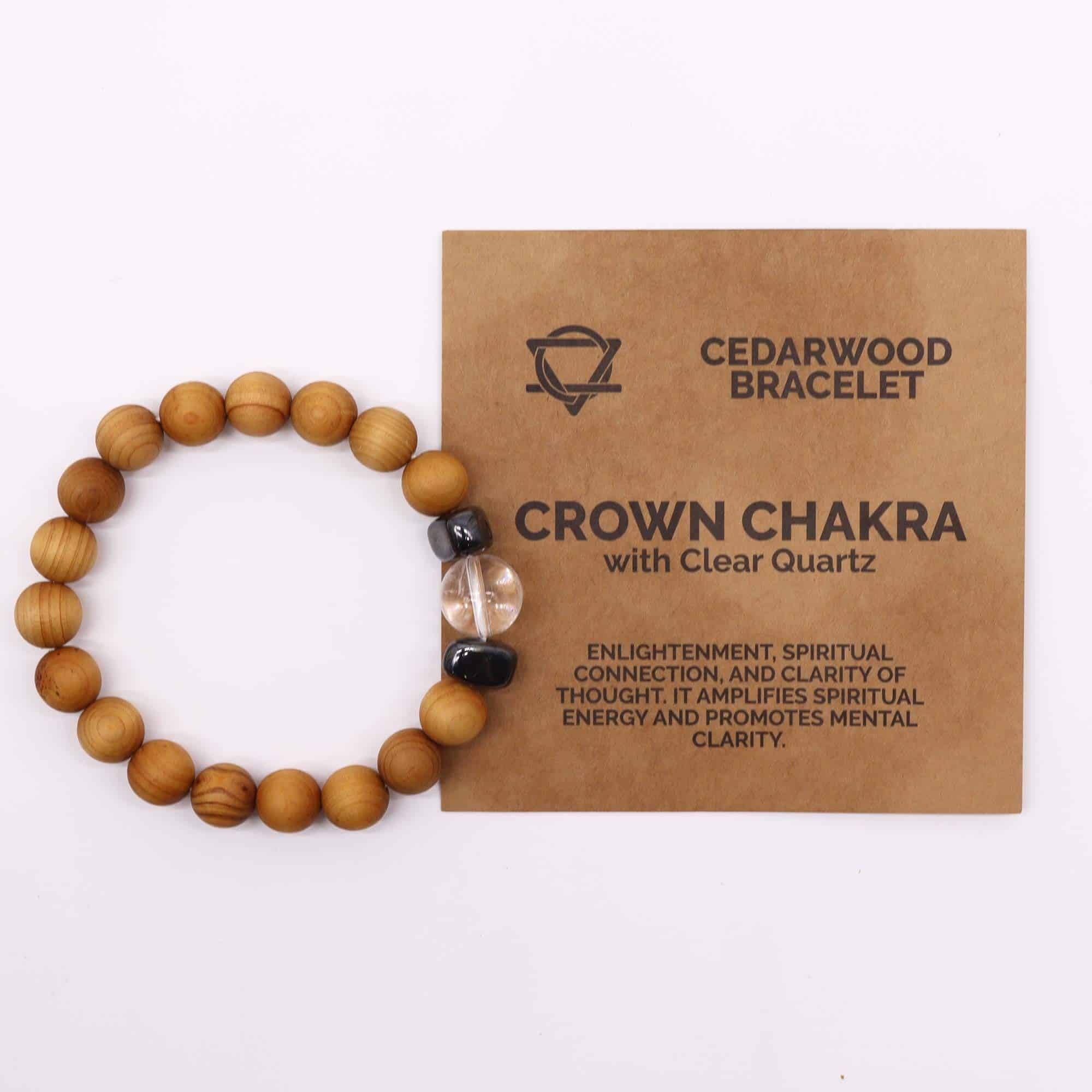 Pulsera de Cedro - Chakra Corona - Cuarzo Claro - Imagen 2