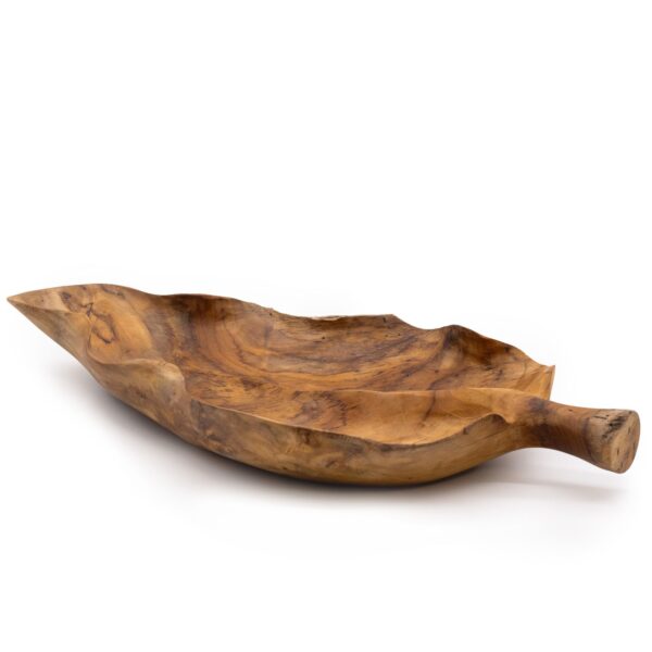 Frutero grande de madera de teca en forma de hoja - 40x24x5cm - Imagen 4