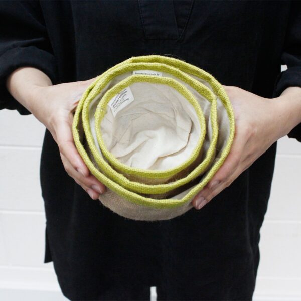 Conjunto de 3 cestas de yute natural - Verde azulado - Imagen 3