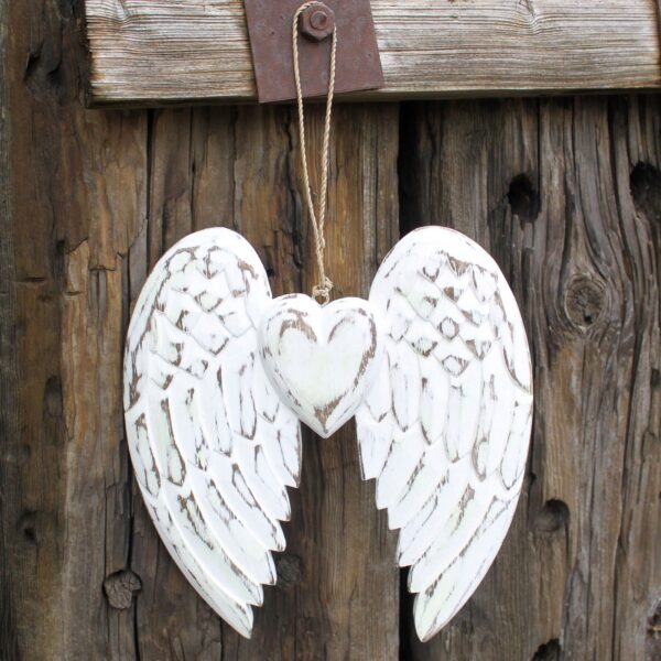 Ala de ángel doble hecha a mano y corazón - 24cm - Imagen 3