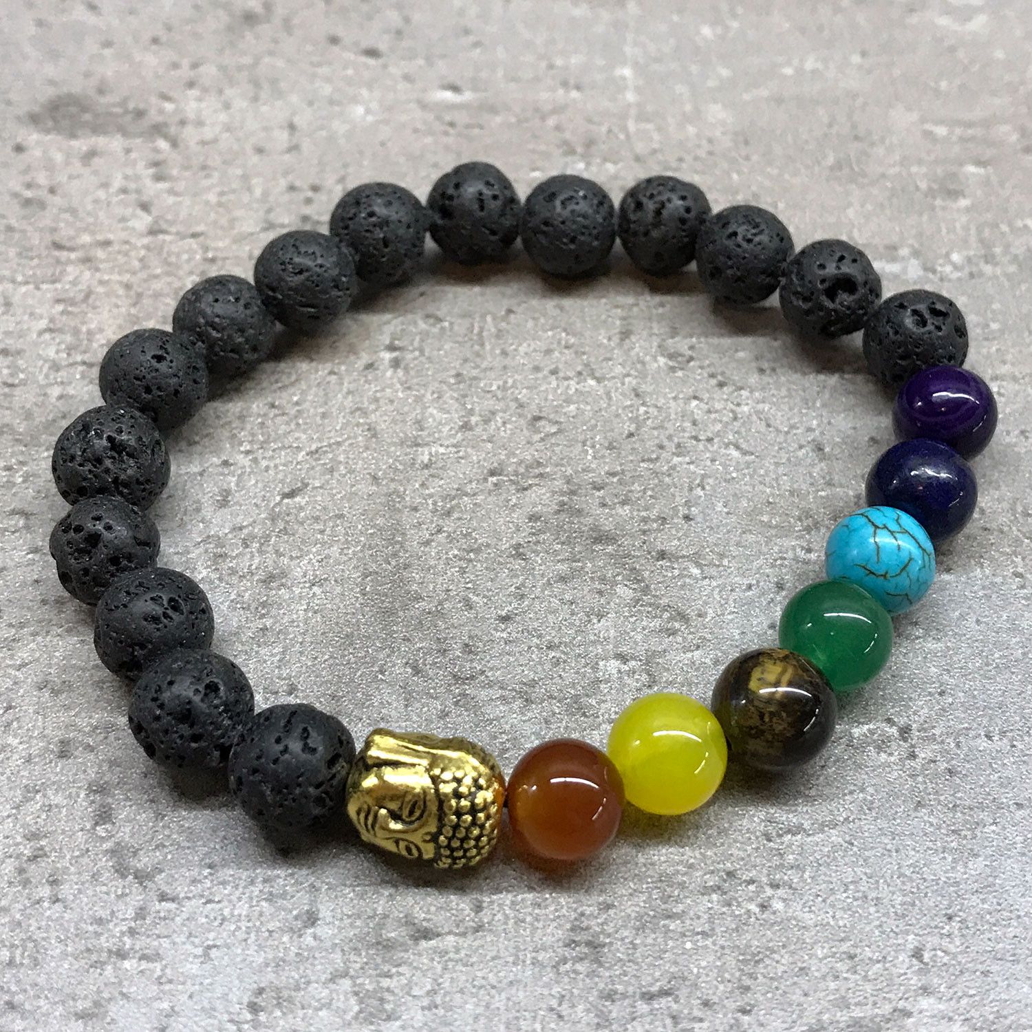 Pulsera de Piedra de Lava - Buda - Chakra - Imagen 2