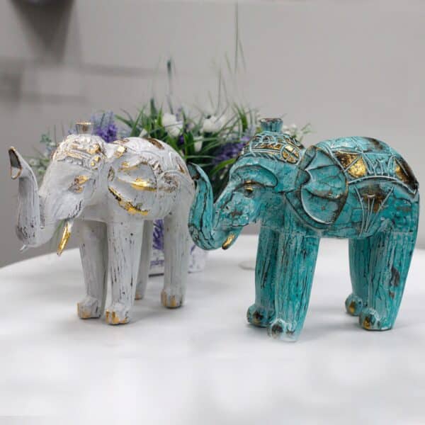 Elefante Tallado en Madera - Oro Blanco - Imagen 8
