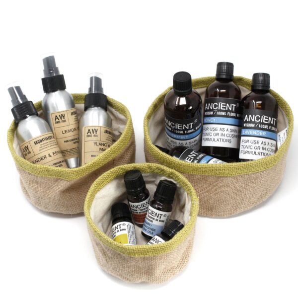 Conjunto de 3 cestas de yute natural - Verde azulado - Imagen 4