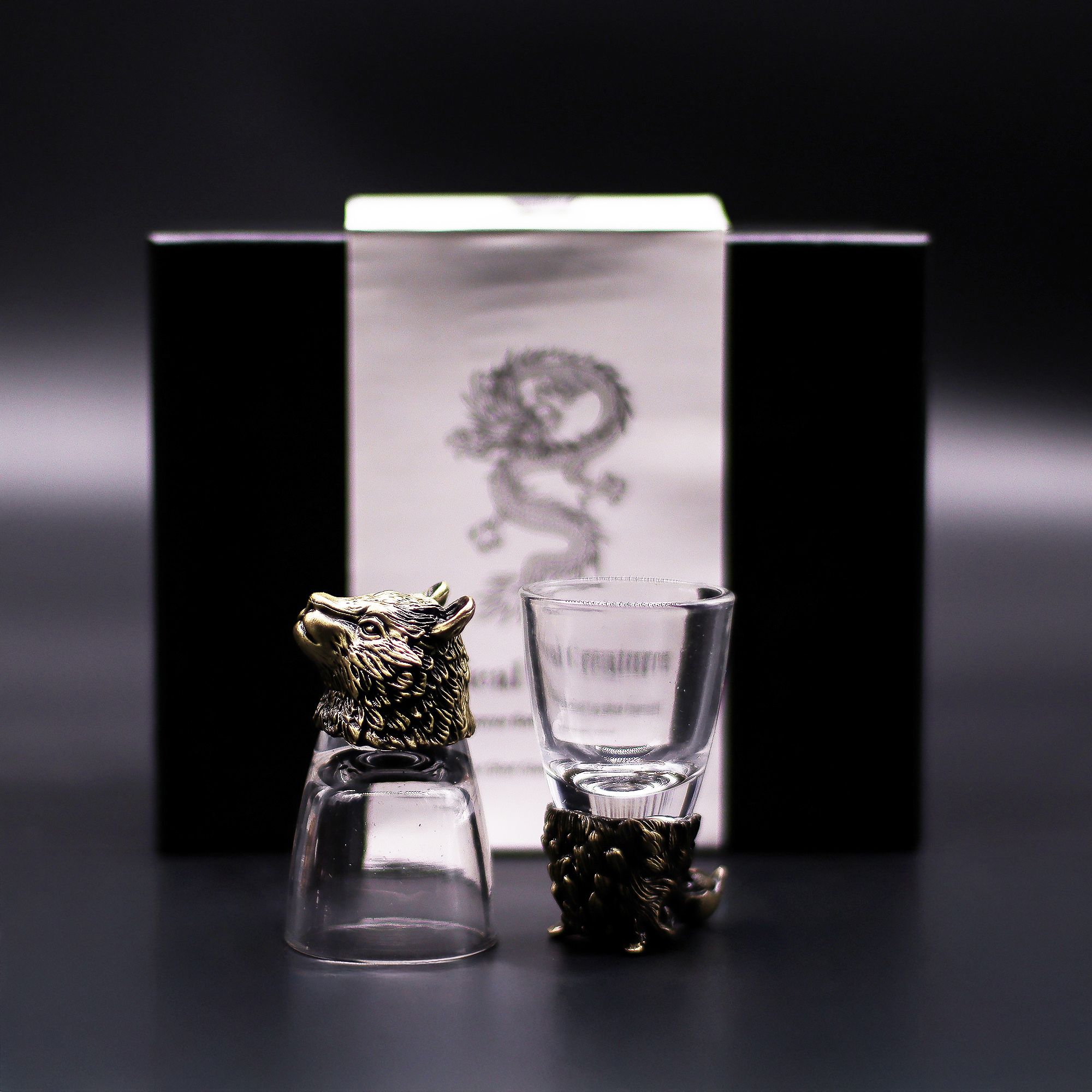 Conjunto regalo de 6 vasos de chupito (50 ml) - Criaturas Salvajes del Bosque - Bronce antiguo - Imagen 2